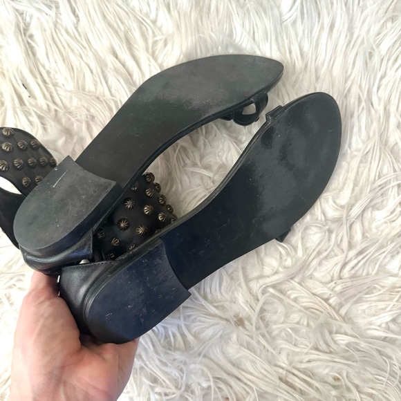 Anine Bing Ankle Cuff Studded Leather Thong Toe Sandals Black Size 8/38 - Picture 7 of 9